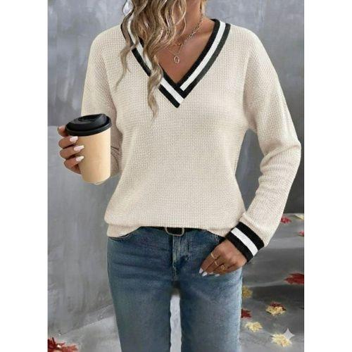 Kadın Uzun Kollu V Yakalı Waffle Bluz