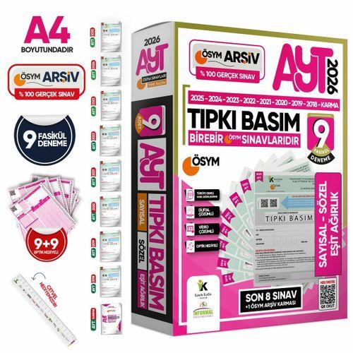 2026 AYT (SAY-SÖZ-TM) ÖSYM Çıkmış Soru Tıpkı Basım 9lu Deneme Paketi T G  Video ve Dijital Çözümlü
