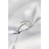 Gümüş Renk Zirkon Taşlı Yılan Tarz Kadın Yüzük