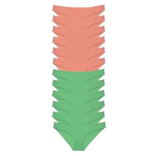 12 Adet Eko Set Likralı Kadın Slip Külot Pudra Yeşil