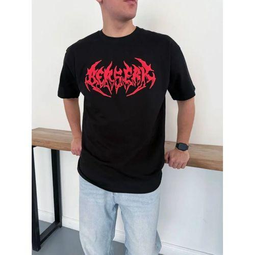 Erkek Baskılı T-Shirt Yazlık Kısa Kol Bisiklet Yaka Rahat Kalıp Tişört - Siyah