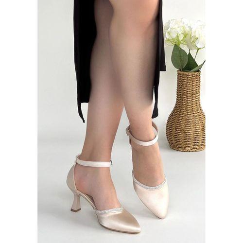 Mejja Bej Saten Topuklu Ayakkabı