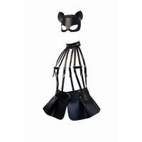 Siyah Etek Deri Harness Detaylı Etek Zımbalı Mini Etek - Brf1313