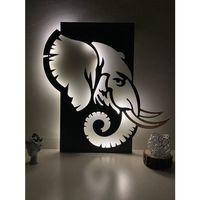 Led Işıklı Fil Duvar Aksesuarı Duvar Süsü MDF 80x70