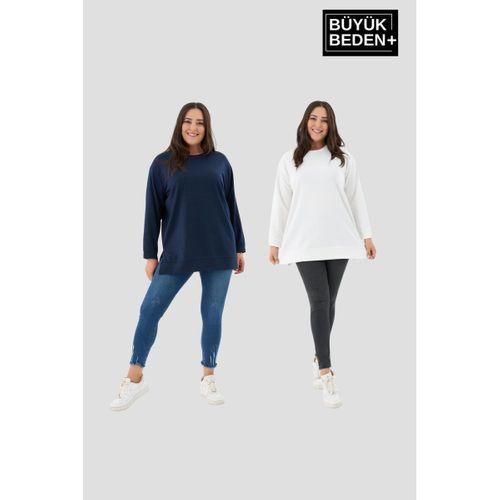 Kadın  Büyük Beden 2 li Set ince Sweatshırt Tunik SPR26BTK990+2