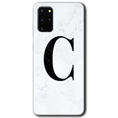 Galaxy S20 Plus Kılıf HD Desen Baskılı Arka Kapak - Beyaz Mermer Desenli C Harfi + Kırılmaz Cam