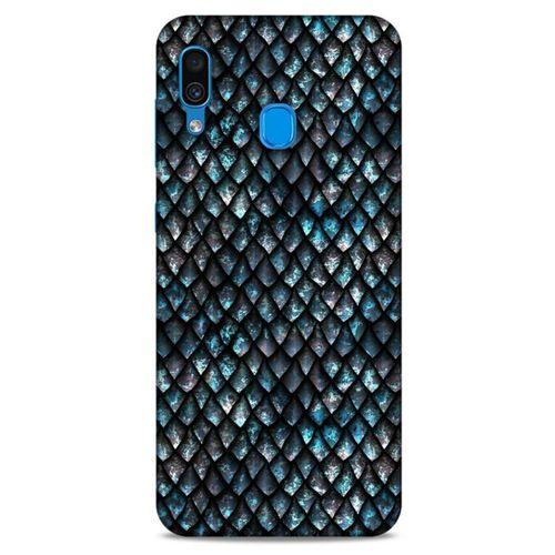 Samsung Galaxy A30 Kılıf Dragons (10) Full Koruma Kılıfı Ejderha Skin Mavi Beyaz