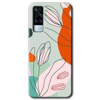 MRCİLETİSİM Vivo Y53s Kılıf HD Desen Baskılı Arka Kapak + Temperli Cam - Vektör Çiçekler