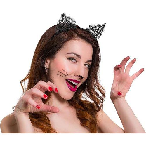 Dantelli Siyah Kedi Tacı - Vintage Tarz Dantel Kedi Kulak