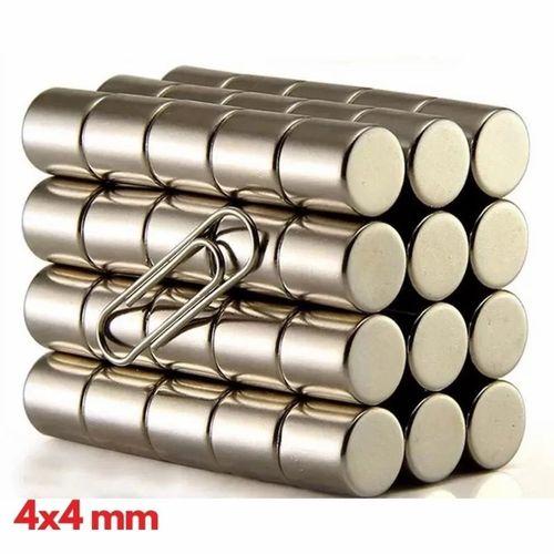 100 Adet 4x4 Mm Yuvarlak Neodyum Mıknatıs N35 Güçlü Magnet Nikel Kaplama