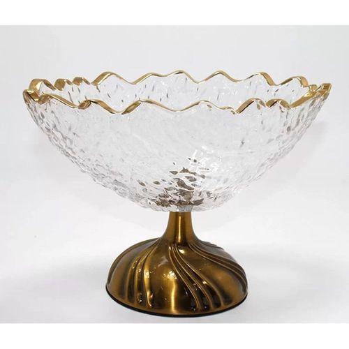 Gold Detaylı Eskitme Ayaklı Dekoratif Cam Sunumluk