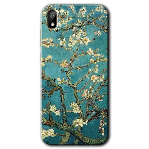 MRCİLETİSİM Huawei Y5 2019 Kılıf HD Desen Baskılı Arka Kapak + Temperli Cam - Almond Blossom