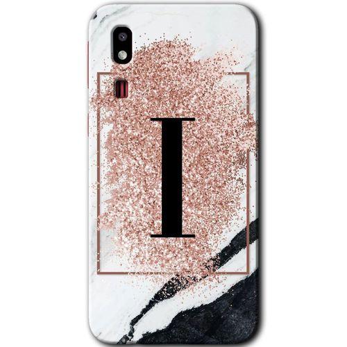Galaxy A2 Core Kılıf HD Desen Baskılı Arka Kapak - Pembe Mermer Desenli I Harfi