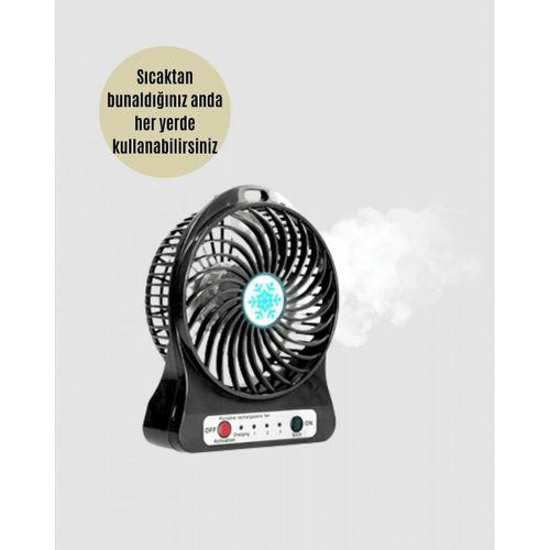 Mini Usb Fan – Şarj Edilebilir, Işıklı, 3 Kademe, Taşınabilir Masaüstü Vantilatör