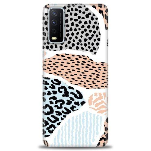 Vivo Y20S Kılıf HD Baskılı Kılıf - Benekli Renkler + Tam Ekran Koruyucu
