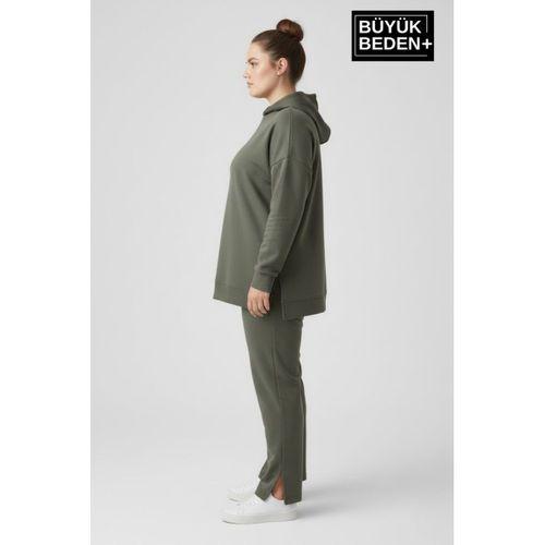 Büyük Beden Kapşonlu Tunik Sweatshırt SPR26BTK991