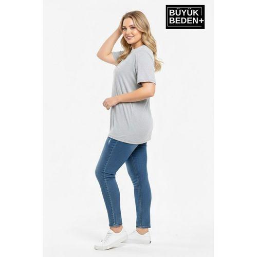 Büyük Beden Kadın  Basic Bisiklet Yaka 2 li Tişört Seti SPR26BTSK510+2