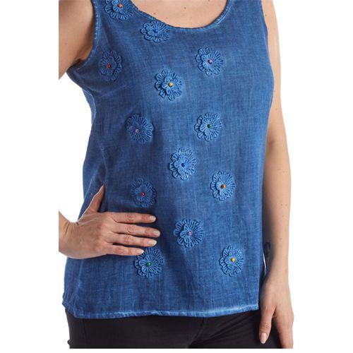 Kolsuz  Papatya Yazlık İndigo Poplin Bluz
