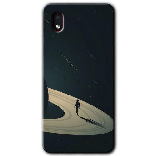 MRCİLETİSİM Samsung Galaxy A01 Core Kılıf Baskılı Kapak - Space Planet + 5D Tam Kaplayan Cam