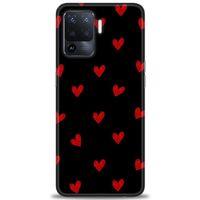 Oppo Reno 5 Lite Kılıf HD Baskılı Kılıf - Kırmızı Kalpler + Tam Ekran Koruyucu