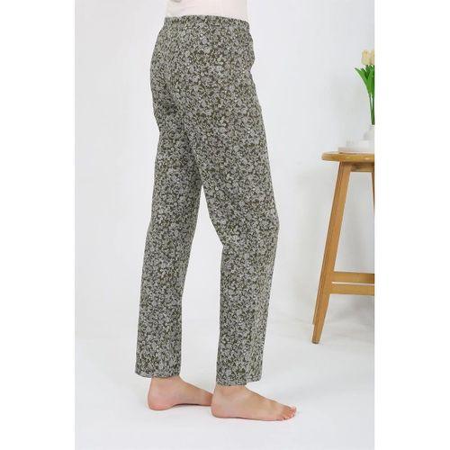 Kadın Penye Desenli Tek Alt Pijama Haki