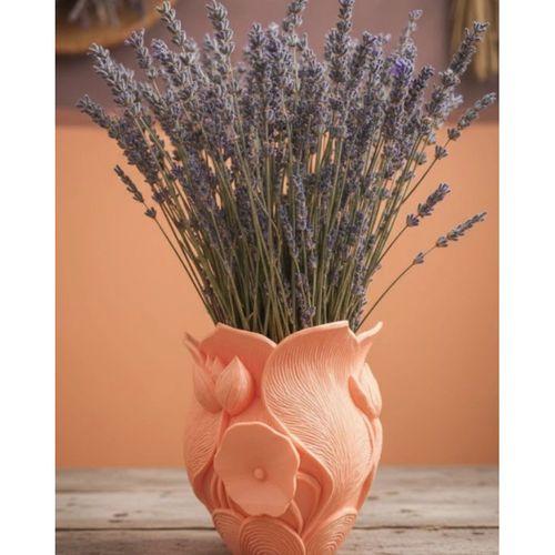 Turuncu Çiçek Desenli 3d Dekoratif Vazo Modern Masaüstü Aksesuar