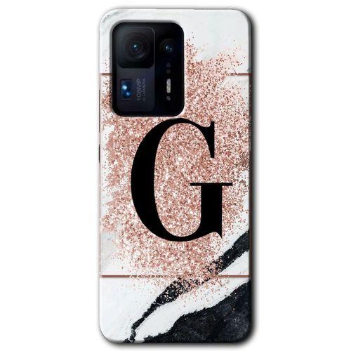 Mi Mix 4 Kılıf HD Desen Baskılı Arka Kapak - Pembe Mermer Desenli G Harfi