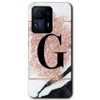 Mi Mix 4 Kılıf HD Desen Baskılı Arka Kapak - Pembe Mermer Desenli G Harfi
