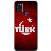 Galaxy A21s Kılıf HD Desen Baskılı Arka Kapak - Ayyıldız Türk + Kırılmaz Cam