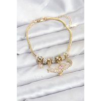 Pirinç Gold Renk Kanatlı Charmlı Kadın Bileklik