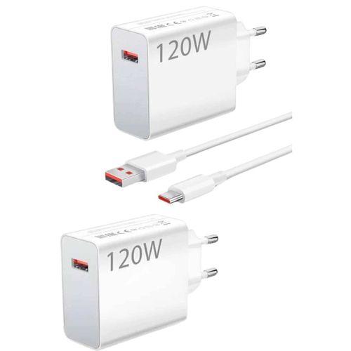 120 Watt Turbo Hızlı Şarj Aleti Seti Hızlı Şarj Adaptörü Beyaz