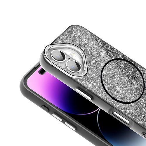 Apple iPhone 16 Kılıf M-safe Şarj Özellikli Parlayan Simli Zore Okso Kapak