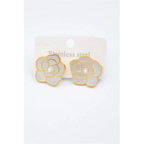 Sedef Çiçek Küpe - Altın