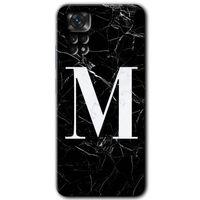 MRCİLETİSİM Xiaomi Redmi Note 11 5G Global Kılıf HD Desen Baskılı Arka Kapak+Temperli Cam-Mermer Desenli M Harf