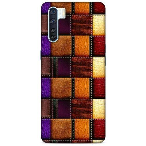 Oppo A91 Kılıf Patchwork (44) Tough Armor Kılıf Mor Kahve