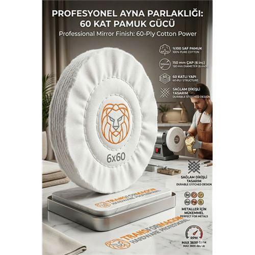 Yumuşak Polisaj Keçesi 6x60 60 Katlı 150mm - Pamuk Bez Disk Ayna Parlaklığı Metal Parlatma Keçesi 723109