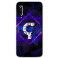 Xiaomi Mi 9 HD Baskılı Kılıf + 9D Tam Ekran Koruyucu - Dark Neon Yaprak Ç Harfi