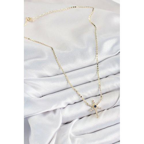 Pirinç Zirkon Taşlı Kutup Yıldızı Model Ezme Zincir Gold Renk Kadın Kolye