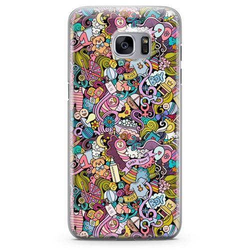 Samsung Galaxy S7 Edge Kılıf Erkek Bebek Giyim Doodle Arka Kapak Koruma Desenli Full Koruyucu