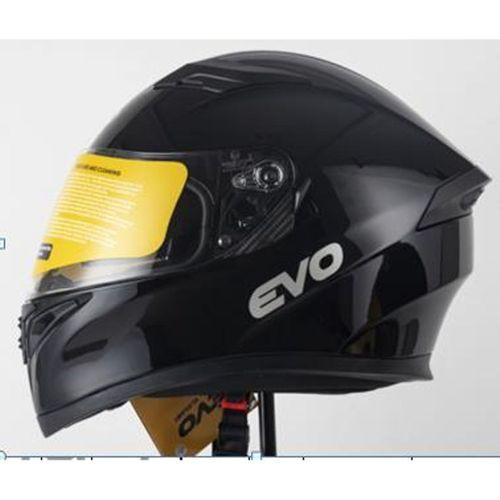 SEVGENT Kask Çeneli Gözlüklü Evo Parlak Siyah 31602 -M-