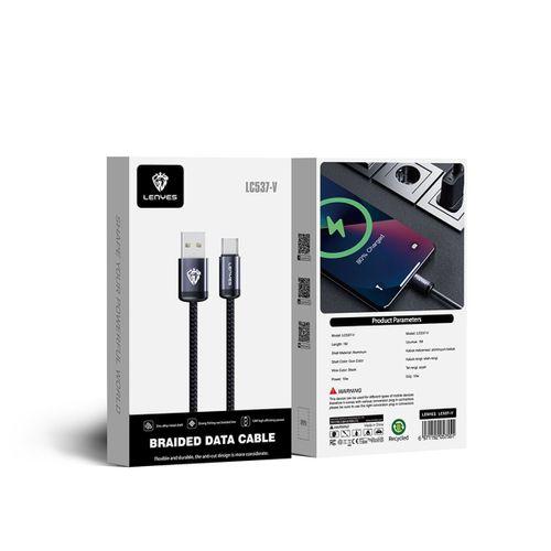 Lenyes LC537 USB-A to Micro Hızlı Şarj Özellikli Örgülü Data ve Şarj Kablosu 10W 1M