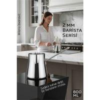 Premium 304 Paslanmaz Çelik Cezve - 800 ml Profesyonel Barista Serisi, Isıya Dayanıklı Sap