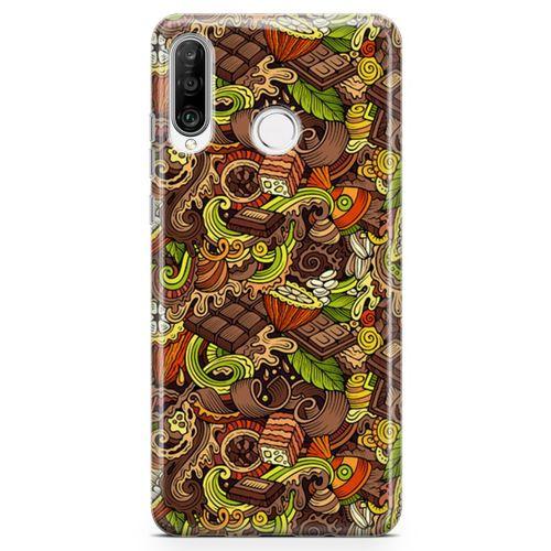 Huawei P30 Lite Kılıf Krokan Cikolata Arka Kapak Koruma Desenli Full Koruyucu