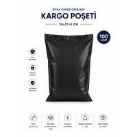 Siyah Cepsiz Orta Boy Kargo Poşeti 30x37+5 Cm 100 Adet