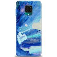 Xiaomi Redmi Note 9S Kılıf HD Baskılı Kılıf - Mavi Beyaz + Tam Ekran Koruyucu