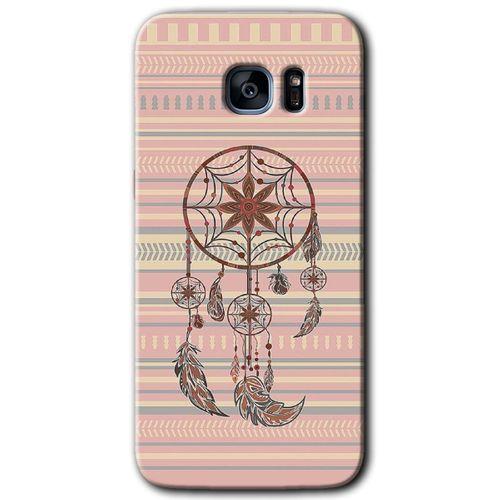 Samsung Galaxy S7 Edge Kılıf HD Desen Baskılı Arka Kapak + Temperli Cam - Mandala Retro