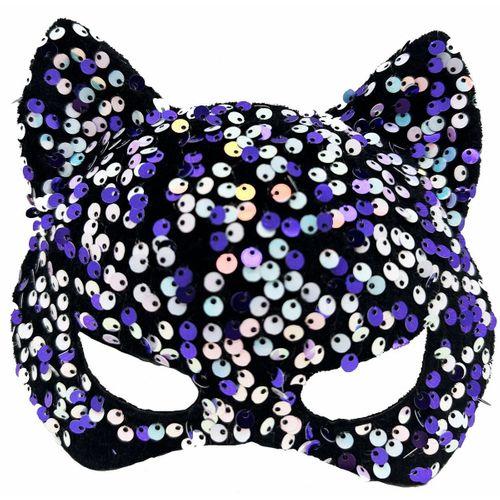 Siyah Kadife Mor Beyaz Pullu Parti Maskesi