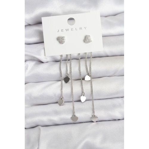 Kalp Model Gümüş Renk Pirinç Sallantılı Kadın Küpe