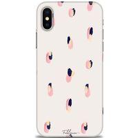 iPhone X Kılıf HD Baskılı Kılıf - Pembe Lacivert + Tam Ekran Koruyucu
