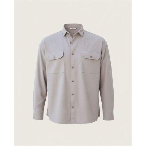 Çift Cepli İnce Fitilli Erkek Kadife Gömlek - Taş